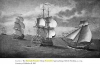 &quot;The Bermuda Privateer Sloop Devonshire Approaching a British Warship&quot;